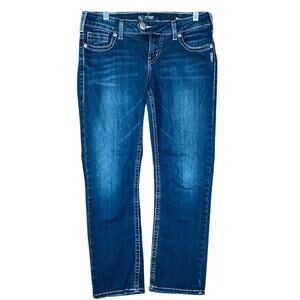 Silver Womens Jeans Blue Denim Tuesday Low Rise Capri Stretch 30x23